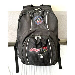 USA Olympics Backpack Black Padded Laptop Bag Kellogg's Sponsor Tony The Tiger
